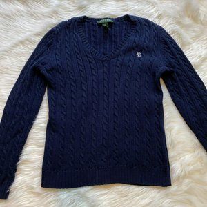 Lauren Ralph Lauren Royal Blue cable knit sweater Womens Sz XS